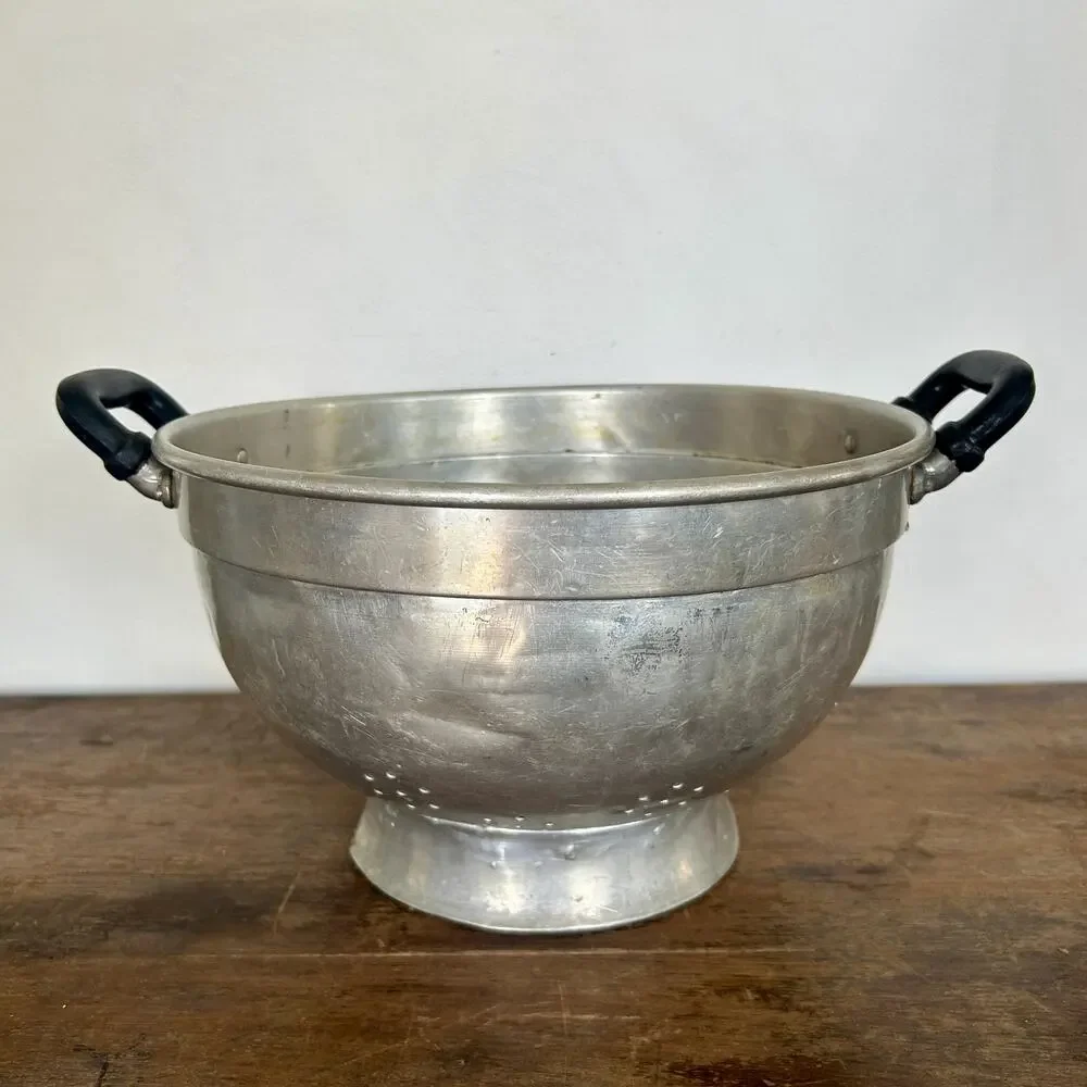 Vintage Mid Century Footed Aluminum Colander | Strainer | Kitchen Accessories